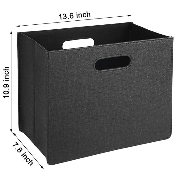 HofferRuffer Zeitschriftenhalter mit Griff, faltbarer Zeitschriftenständer aus PU-Leder, Dokumentenhalter, Zeitschriftenkorb, Zeitungsaufbewahrung für Büro, Couchtisch, Wohnzimmer, Rezeption (Schwarz)