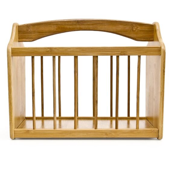 Relaxdays Zeitungsständer aus robustem Bambus mit Henkel als platzsparender Magazinhalter mit Tragegriff zum Transportieren für Zeitungen, Zeitschriften, Kreuzworträtsel HBT: 33 x 42 x 21 cm, natur