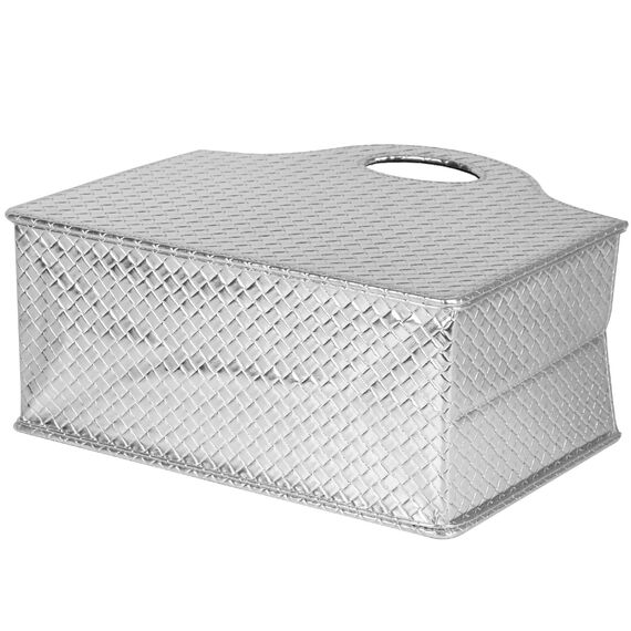 HofferRuffer Zeitschriftenhalter mit Griff, faltbarer Zeitschriftenständer aus PU-Leder, Dokumentenhalter, Zeitschriftenkorb, Zeitungsaufbewahrung für Büro, Couchtisch, Wohnzimmer, Rezeption (Silber)