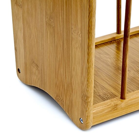 Relaxdays Zeitungsständer aus robustem Bambus mit Henkel als platzsparender Magazinhalter mit Tragegriff zum Transportieren für Zeitungen, Zeitschriften, Kreuzworträtsel HBT: 33 x 42 x 21 cm, natur