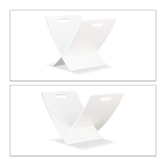 Relaxdays Zeitungsständer mit Tragegriff, Wohnzimmmer, modernes Design, Zeitschriftenständer Holz, 31 x 30 x 34 cm, weiß