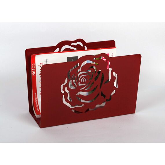 Zeitungsständer Rose, HxBxT: 23x32x12cm, rot/Made in Germany, Marke: Szagato (Zeitungshalter, Zeitschriftenständer)