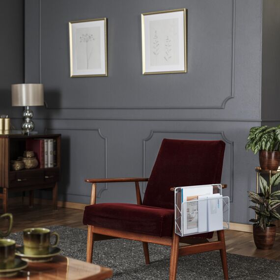 Relaxdays Zeitschriftenhalter Wand, Zeitungsablage hängend, Wandkorb, HBT 28x35,5x10 cm, Magazinhalter, Metall, Silber