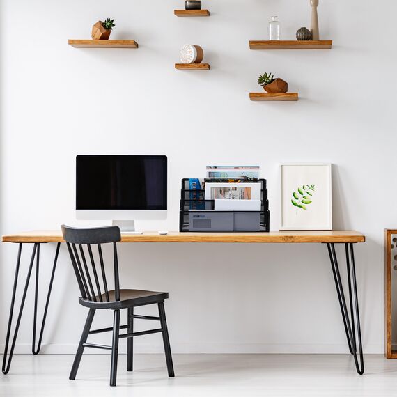 Relaxdays Zeitschriftenhalter Metall, 4 Fächer, Dokumentenablage Büro, HBT: 26x45x18 cm, Magazinhalter, Briefe, schwarz