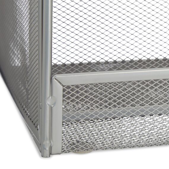 Relaxdays Magazinständer Metall, groß, 4 Fächer, Zeitungsständer, modern, Büro, Wartebereich, HBT 60x30x22 cm, Silber