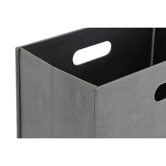 HofferRuffer Zeitschriftenhalter mit Griff, Zeitschriftenständer aus PU-Leder, Dokumentenhalter, Zeitschriftenkorb, Zeitungsaufbewahrung für Büro, Couchtisch, Wohnzimmer, Rezeption (Dunkelgrau)