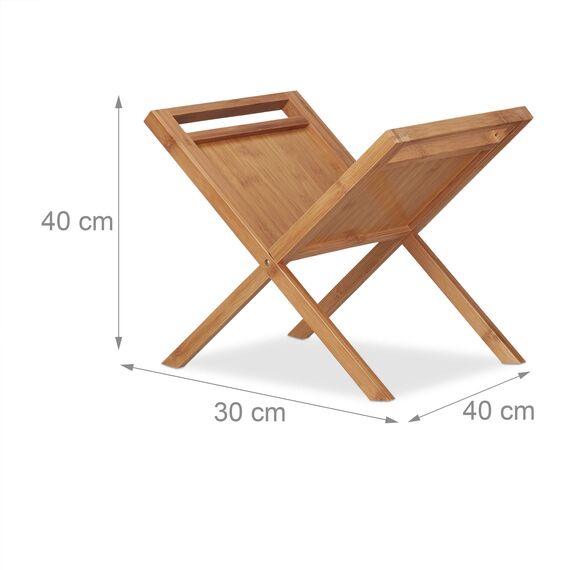 Relaxdays 2 x Zeitungsständer Bambus, Ablage, Sammler, Tragegriffe, handlich, platzsparend, stehend, DIN A4, DIN A5, Natur