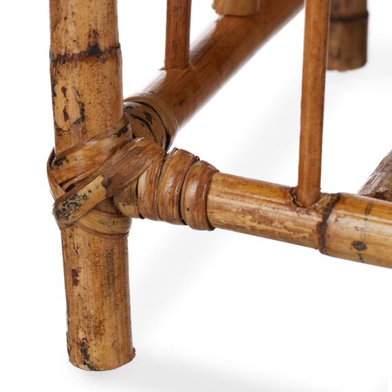 Relaxdays Zeitungsständer Rattan, runde Zeitungsablage, Zeitschriftenhalter, HxBxT: 47 x 43,5 x 20,5 cm, Holz, Natur