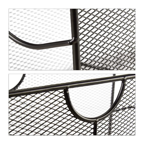 Relaxdays Zeitungsständer Mesh, Zeitschriftensammler Metall, Zeitungshalter stehend, HxBxT: 27 x 39 x 17 cm, schwarz