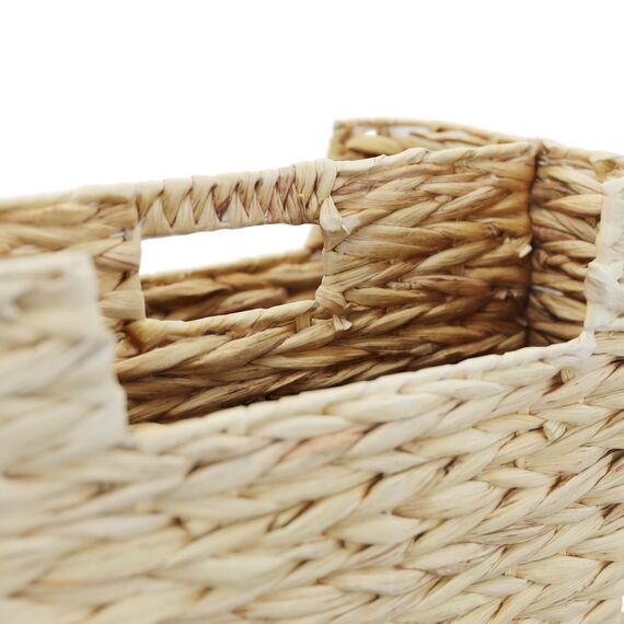 Relaxdays Zeitungsständer, Wasserhyazinthe, HxBxT: 38 x 32 x 18 cm, Zeitungshalter mit 2 Fächern, Zeitungskorb, Natur