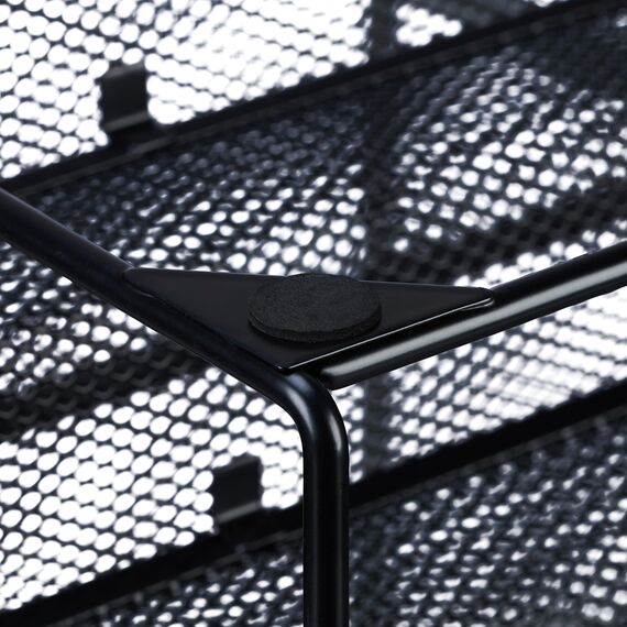 Relaxdays Zeitschriftenhalter Metall, 4 Fächer, Dokumentenablage Büro, HBT: 26x45x18 cm, Magazinhalter, Briefe, schwarz