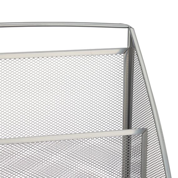 Relaxdays Magazinständer Metall, groß, 4 Fächer, Zeitungsständer, modern, Büro, Wartebereich, HBT 60x30x22 cm, Silber