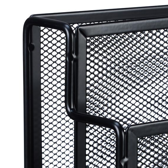 Relaxdays Zeitschriftenhalter Metall, 4 Fächer, Dokumentenablage Büro, HBT: 26x45x18 cm, Magazinhalter, Briefe, schwarz