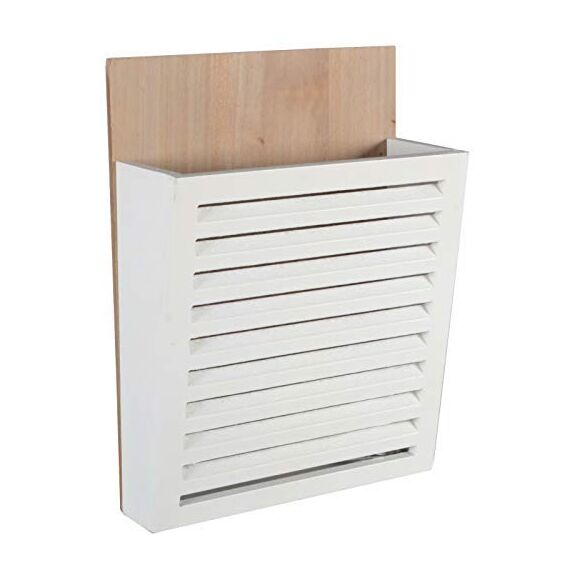 DRULINE Magazinhalter aus Holz 34,5 x 26 x 10 cm Weiß/Natur
