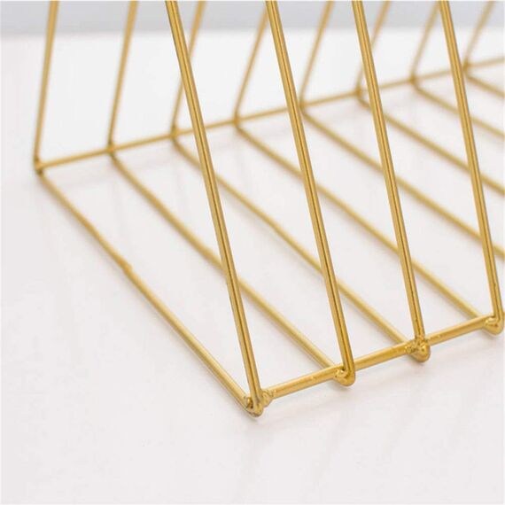 Garosa Eisen Dreieck Bücherregal - Premium Desktop Organizer, Lagerregal, Zeitschriftenhalter für Büro oder Dekoration (Gold)