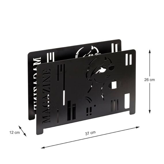 HAKU Möbel Zeitungsständer schwarz, Metall - Maße: B 37 x H 26 x T 12 cm, Style: Modern