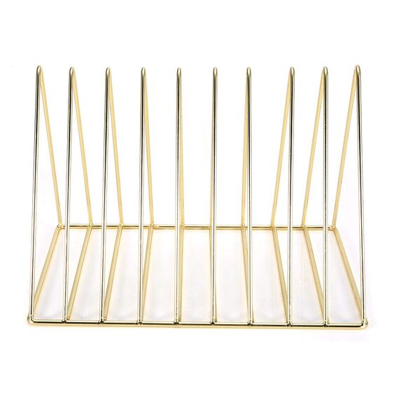 Garosa Eisen Dreieck Bücherregal - Premium Desktop Organizer, Lagerregal, Zeitschriftenhalter für Büro oder Dekoration (Gold)