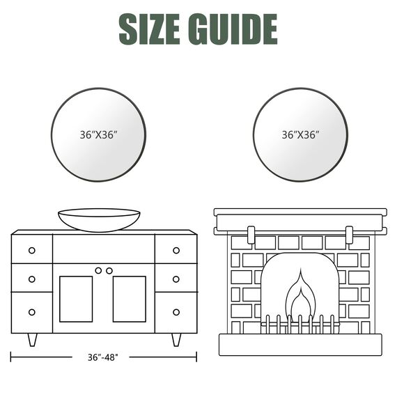 BEAUTYPEAK Kreis Spiegel Gold 91,4 cm Wandmontage Runder Spiegel mit gebürstetem Metallrahmen für Badezimmer, Waschtisch, Wohnzimmer, Schlafzimmer, Eingangswanddekoration (Gold, 91,4 cm)