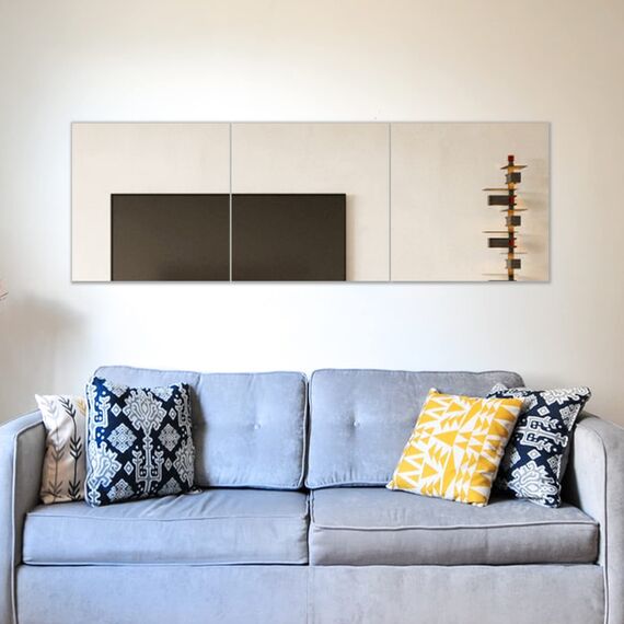 Muzilife Glas Spiegelfliesen 3 Stücke 40x40cm DIY Wandspiegel mit 4 Klebe Mat HD Spiegel Set in Küche, Wohn- und Badezimmer