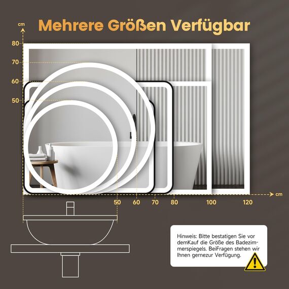 YOLEO Badspiegel mit Beleuchtung, LED Spiegel mit Bluetooth-Lautsprecher, Wandspiegel mit Steckdose, Badezimmerspiegel LED Beschlagfrei mit Touchschalter, 3 einstellbare Lichtfarbe, 100x60cm