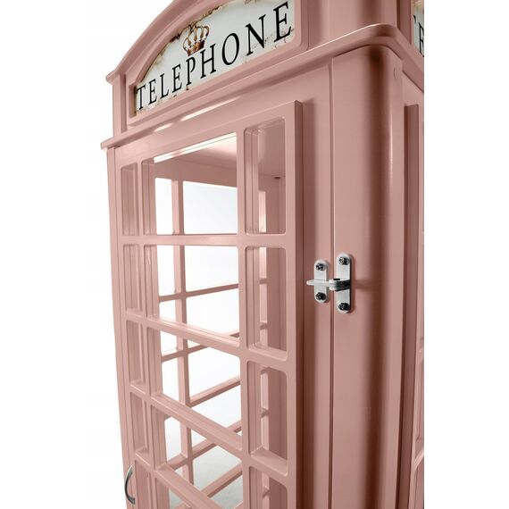 PLASTIKO | Ein Kabinett | Schrank | Dekorative Vitrine in Form Einer englischen Telefonzelle | Ursprüngliches Formular | Für Kinder | Zum Unternehmen | 4 Einlegeböden | Funktional | Solide | Rose