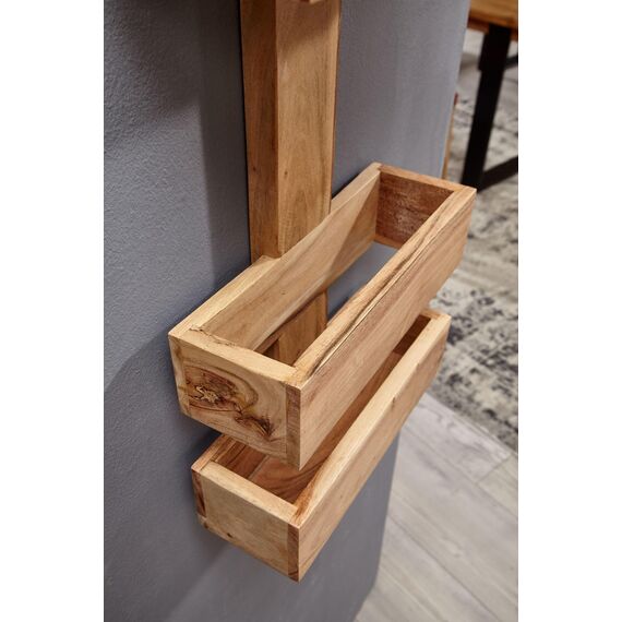 Wohnling Zeitungsständer Mumbai Massivholz Akazie 2 Ablagefächer Zeitschriften-Ständer Design Prospekt-Halter Landhausstil