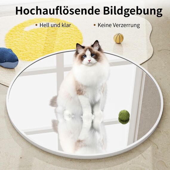 BEAUTYPEAK 76 cm Runder Spiegel in Weiß, Rund Dekorativer Wandspiegel mit Aluminiumrahmen, Bruchsicherer Badezimmer Spiegel zum Aufhängen und Anlehnen, Wandspiegel für Schlafzimmer, Bad, Wohnzimmer