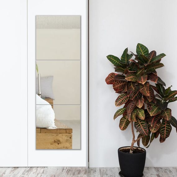 Muzilife Glas Spiegelfliesen 3 Stücke 40x40cm DIY Wandspiegel mit 4 Klebe Mat HD Spiegel Set in Küche, Wohn- und Badezimmer