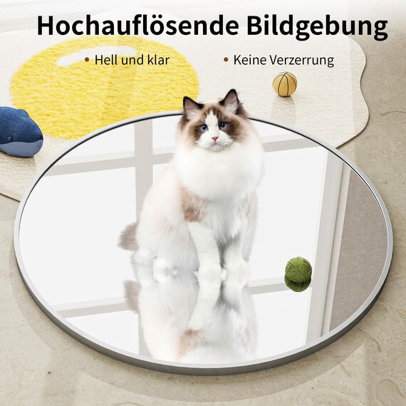 BEAUTYPEAK 50cm Runder Spiegel in Silber, Bruchsicherer Wandspiegel mit Aluminiumrahmen, Badezimmer Spiegel zum Aufhängen und Anlehnen, Rund Wandspiegel für Schlafzimmer, Bad, Wohnzimmer