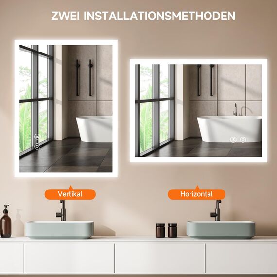 YOLEO Badspiegel mit Beleuchtung, LED Spiegel mit Bluetooth-Lautsprecher, Wandspiegel mit Steckdose, Badzimmerspiegel LED Beschlagfrei mit Touchschalter, 3 einstellbare Lichtfarbe, 80x60cm