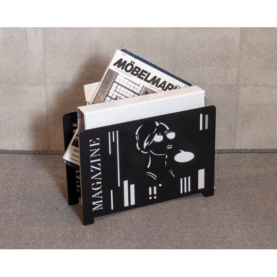 HAKU Möbel Zeitungsständer schwarz, Metall - Maße: B 37 x H 26 x T 12 cm, Style: Modern