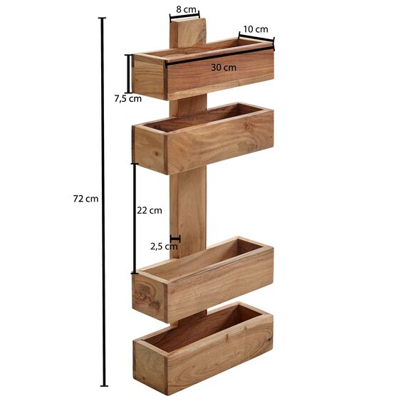 Wohnling Zeitungsständer Mumbai Massivholz Akazie 2 Ablagefächer Zeitschriften-Ständer Design Prospekt-Halter Landhausstil