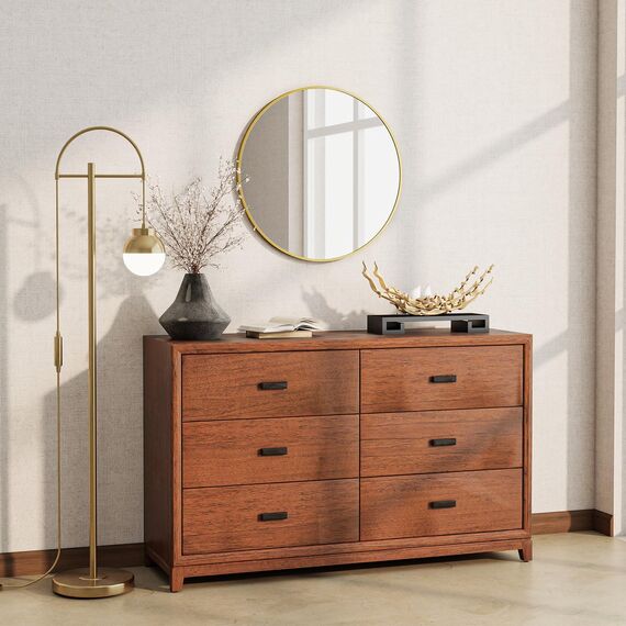 BEAUTYPEAK 50 cm Runder Spiegel in Gold, Bruchsicherer Wandspiegel mit Aluminiumrahmen, Badezimmer Spiegel zum Aufhängen und Anlehnen, Rund Wandspiegel für Schlafzimmer, Bad, Wohnzimmer