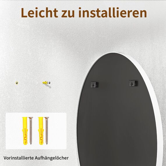 BEAUTYPEAK 80 cm Runder Spiegel in Weiß, Bruchsicherer Wandspiegel mit Aluminiumrahmen, Badezimmer Spiegel zum Aufhängen und Anlehnen, Rund Wandspiegel für Schlafzimmer, Bad, Wohnzimmer