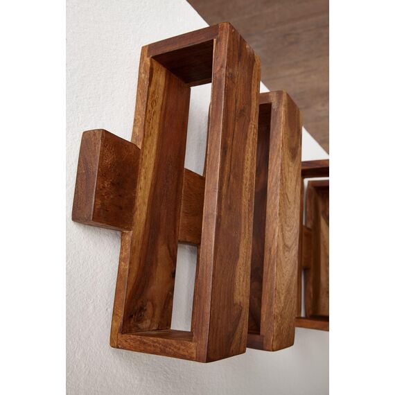 Wohnling Zeitungsständer Mumbai Massivholz Sheesham 2 Ablagefächer Zeitschriften-Ständer Design Prospekt-Halter Landhausstil