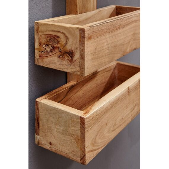 Wohnling Zeitungsständer Mumbai Massivholz Akazie 2 Ablagefächer Zeitschriften-Ständer Design Prospekt-Halter Landhausstil