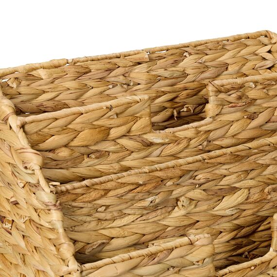 Relaxdays Zeitungsständer, Wasserhyazinthe, HxBxT: 41 x 40 x 25 cm, 4 Fächer, geflochtener Zeitschriftenständer, Natur