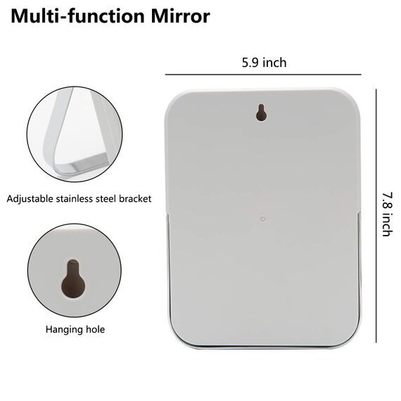 YEAKE Tisch-/Schreibtisch-Make-up-Spiegel, 20,3 cm, tragbarer Klappspiegel mit Metallständer, um 90 ° verstellbar, Tavel-Make-up-Spiegel, hängend, Badezimmer für Dusche, Rasur (grau)