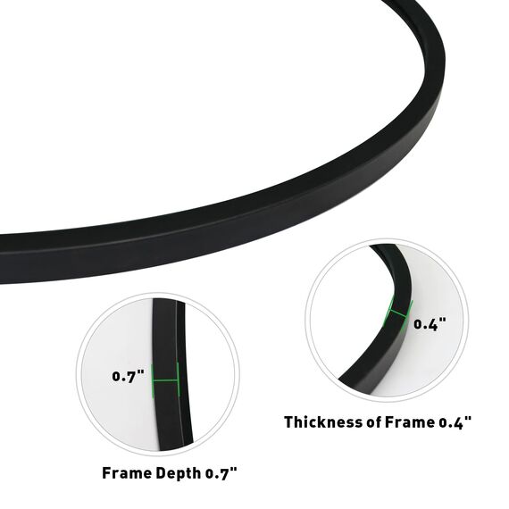 zenmag Spiegel Rund, 50x50 cm Wandspiegel Rund mit hochwertigen Schwarz Metallrahmen, Badezimmerspiegel, Moderner Design großer Spiegel, für Diele, Badezimmer, Wohnzimmer und Mehr