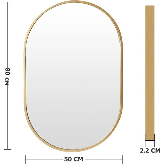 zenmag Spiegel Oval Gold, 80x51 cm Metall gerahmt hängenden Wandspiegel, große Badezimmer Spiegel, Gold Wandspiegel für Wohnzimmer Schlafzimmer Entryway Home Decor