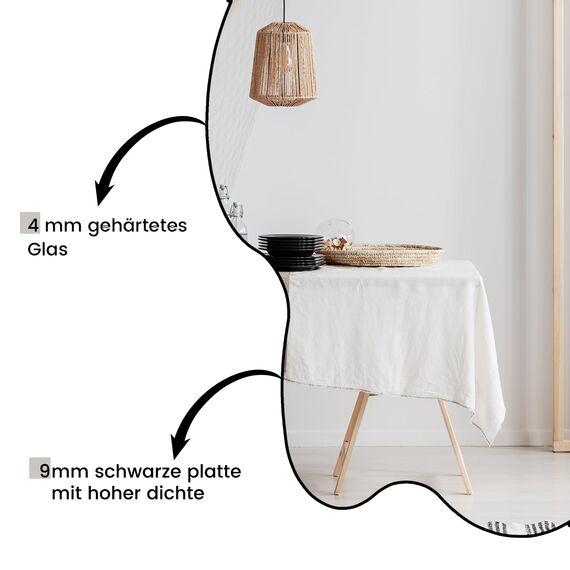 Muzilife Asymmetrischer Wandspiegel 50x85cm, Rahmenloser Spiegel zum Aufhängen, Unregelmäßiger Dekorativer Wandspiegel mit MDF-Rückwand für Wand Wohnzimmer Bad Flur Eingang, Deko