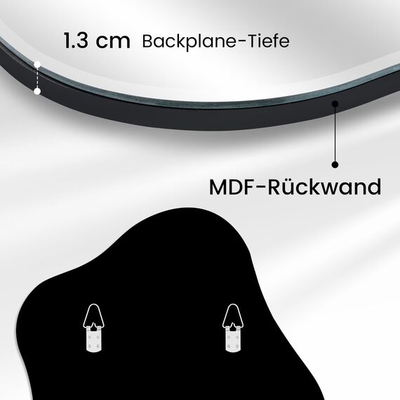 Muzilife Asymmetrischer Spiegel zum Aufhängen, Großer Rahmenloser Wandspiegel mit 45x56cm MDF-Rückwand, Kosmetik Tischspiegel für Wohnzimmer Schlafzimmer Bad Flur Eingang, Ideal als Dekorationsobjekt