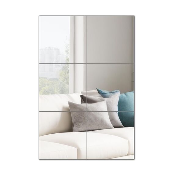 Muzilife Glas spiegelfliesen selbstklebend, 6 Stücke 26x26cm DIY Wandspiegel mit 24 Klebe zum Aufkleben, HD Spiegel Set in Küche, Wohn- und Badezimmer