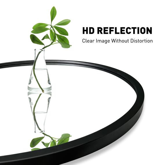 zenmag Spiegel Rund, 50x50 cm Wandspiegel Rund mit hochwertigen Schwarz Metallrahmen, Badezimmerspiegel, Moderner Design großer Spiegel, für Diele, Badezimmer, Wohnzimmer und Mehr