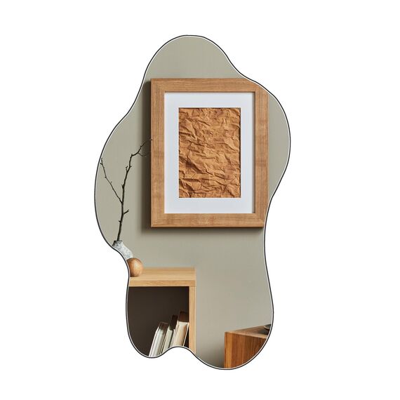 Muzilife Asymmetrischer Wandspiegel 50x85cm, Rahmenloser Spiegel zum Aufhängen, Unregelmäßiger Dekorativer Wandspiegel mit MDF-Rückwand für Wand Wohnzimmer Bad Flur Eingang, Deko