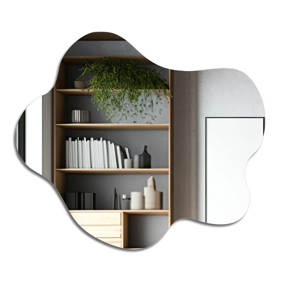 Muzilife Asymmetrischer Rahmenloser Spiegel zum Aufhängen, 58 x 70cm Unregelmäßiger Großer Wandspiegel mit MDF-Rückwand, Dekorativer Ganzkörperspiegel für Wand Wohnzimmer Bad Flur Eingang, Deko