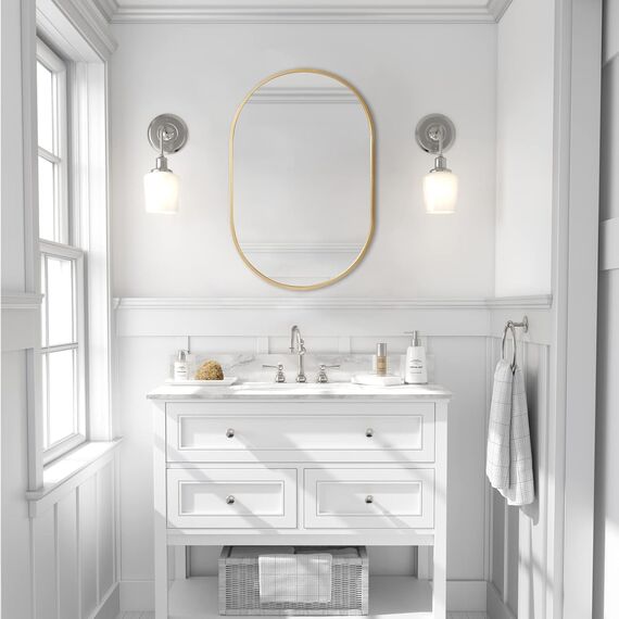 zenmag Spiegel Oval Gold, 80x51 cm Metall gerahmt hängenden Wandspiegel, große Badezimmer Spiegel, Gold Wandspiegel für Wohnzimmer Schlafzimmer Entryway Home Decor