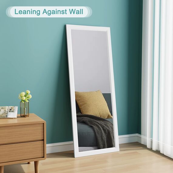 Dripex Wandspiegel 45x119cm Spiegel unbrechbarer Garderobenspiegel Flurspiegel höhenverstellbarer Hängespiegel mit Haken (Weiß)