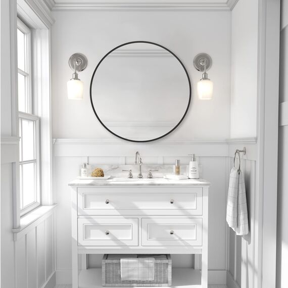 zenmag Spiegel Rund, 50x50 cm Wandspiegel Rund mit hochwertigen Schwarz Metallrahmen, Badezimmerspiegel, Moderner Design großer Spiegel, für Diele, Badezimmer, Wohnzimmer und Mehr