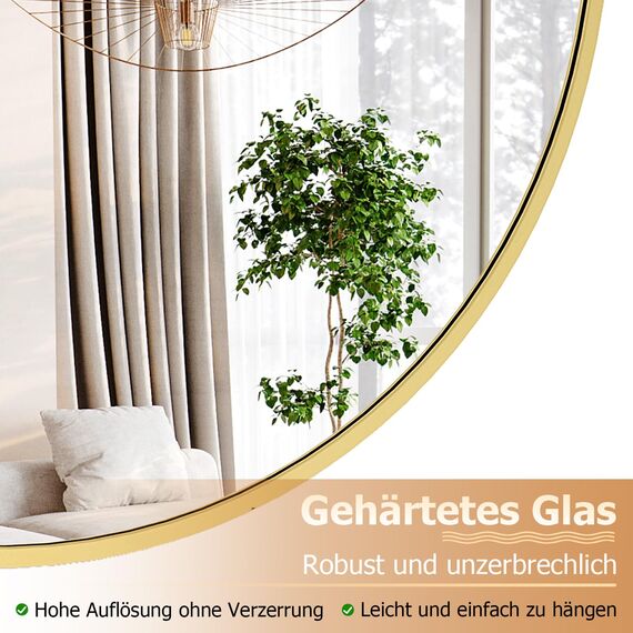Koonmi 80cm Spiegel Rund Gold Runder Spiegel Wandspiegel mit Rahmen aus Aluminiumlegierung für Badezimmer, Waschtisch, Wohnzimmer, Schlafzimmer, Eingang Wanddekoration